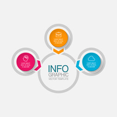 Vector infographic template with 3 steps or options. Data presentation, business concept design for web, brochure, diagram.