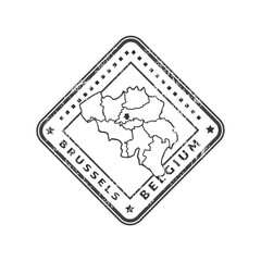 Belgium map stamp