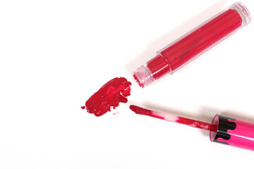 Red Liquid Lipstick on White Background