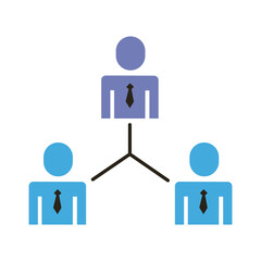 businessmen teamwork figures network flat style icon