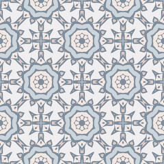 Fototapeta na wymiar Creative color abstract geometric pattern in blue, white and gray, vector seamless, can be used for printing onto fabric, interior, design, textile,pillow,carpet.