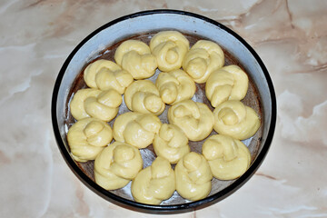 traditional bread from the Balkan region ready for the oven