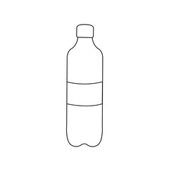 simple clean flat design blank plastic juice or empty cola bottle & label vector. outline or contour cap cork isolated. drink & save mineral water cartoon. recycling & eco symbol or logo. liquid icon