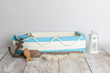 wooden boat newborn digital prop © Cecilia