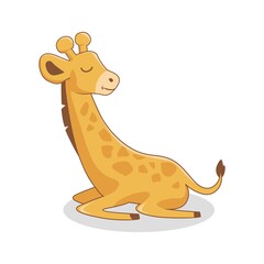Cute Giraffe Cartoon Isolated Sit Animals