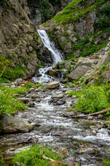 Lago della Rovina Waterfall - Lake in the Italian Alps Entracque