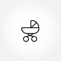 baby carriage line icon on white background