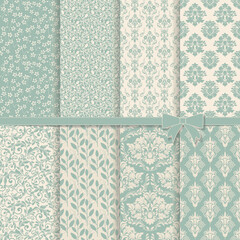 Collection 8 seamless pattern vintage damask style. Design for fashion, textile, web and other decor. Arabic patterns set. Background design and wallpaper ornament. 