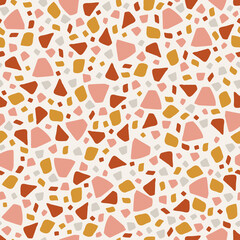 Hand drawn seamless pattern with warm colored terrazzo