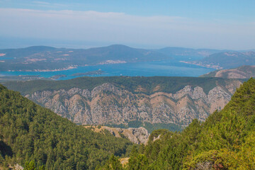 Fototapeta na wymiar Lanscape and frame about all mountains and nature around kotor. Bay of Kotor is is the winding bay of the Adriatic Sea in southwestern Montenegro. Kotor is part of UNESCO.