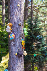 toys on the tree in the park