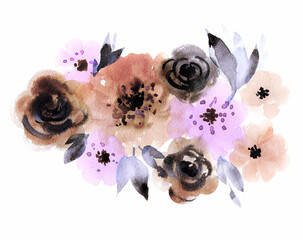 Floral watercolor composition for invitation for Mother's Day, wedding, birthday, Easter, Valentine's Day. - 361516163