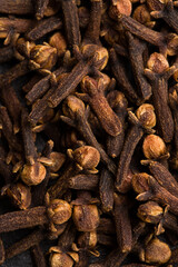 Clove spice as background texture closeup. Macro