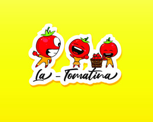 Fototapeta premium VECTOR ILLUSTRATION FOR SPAIN FESTIVAL LA TOMATINA , WRITTEN TEXT MEANS THE TOMATINA.