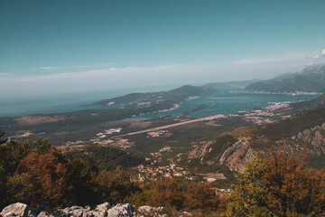 Obraz premium Lanscape and frame about all mountains and nature around kotor. Bay of Kotor is is the winding bay of the Adriatic Sea in southwestern Montenegro. Kotor is part of UNESCO.