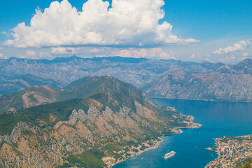 Lanscape and frame about all mountains and nature around kotor. Bay of Kotor is is the winding bay of the Adriatic Sea in southwestern Montenegro. Kotor is part of UNESCO.