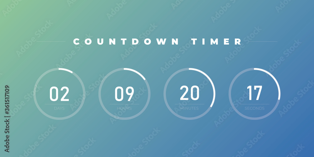Wall mural vector light design circle countdown timer display. time counter with hours, hours, minutes and seco
