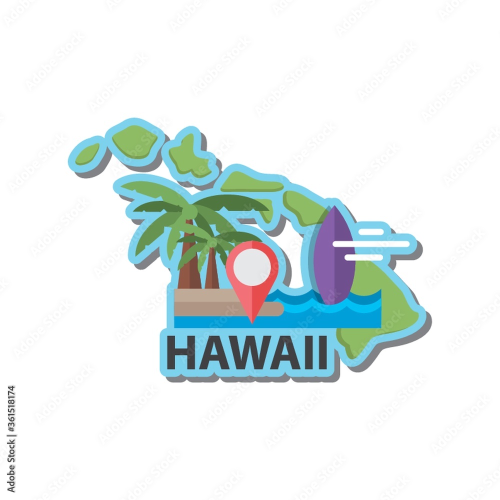 Poster Map of hawaii state