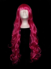 Long Pink Comic Style Wig on Mannequin head