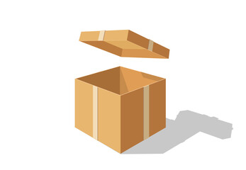 Obraz premium Open box in perspective view. Carton gift box delivery package, open box