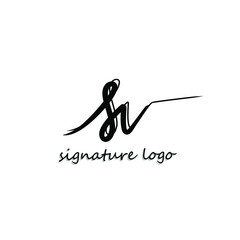 Sv initial letter handwriting and signature logo