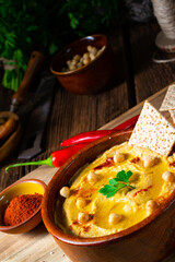 Delicious hummus paste with lemon and chilli