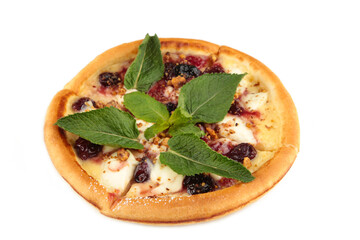Sweet pizza isolated on white background, cut out