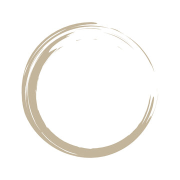 Circle brush stroke vector isolated on white background. Beige enso zen circle brush stroke.For round stamp, seal, ink and paintbrush design template.Grunge hand drawn circle shape,vector illustration