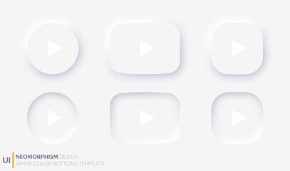 Play buttons light colors. On and off. Normal and hover / active. Neumorphism design. Stock vector illustration	