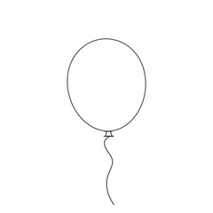 Balloon thin line vector icon isolated on white background. Contour balloon icon in flat style. Useful for party poster, greeting and wedding card. Vector illustration of modern party balloon