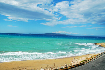sea, crete, sky, water, blue, heraklion, clouds, island