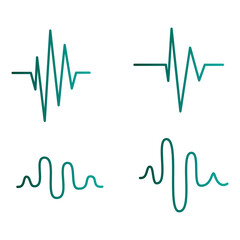 Sound wave line icon set isolated on white background. Collection of audio music sound wave thin line icons for web, sinusoidal, music app and logo design. Creative concept, vector illustration