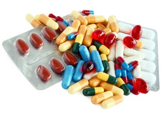 multicolor pills and capsules as medicines for health