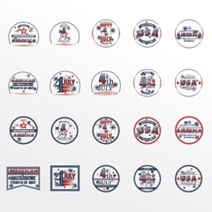 Set of american independence day labels