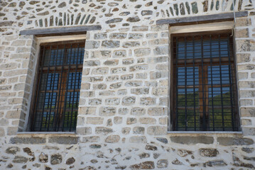 Fototapeta na wymiar Greece, Pelion mountain, Tsagarada city, traditional building, built with stones. 