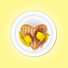 Belgium heart shaped waffle