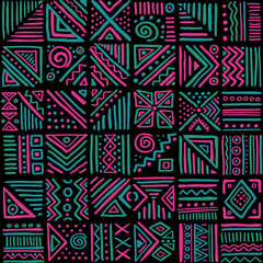 African vibes vector seamless pattern in ethnic tribal style