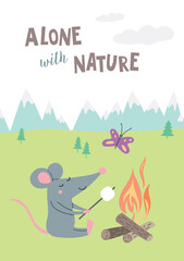 Alone with nature card with rat