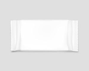 Blank mockup of flow pack. Vector illustration on grey background. It can be used in the adv, promo, package, etc. EPS10.	