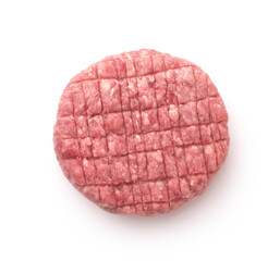 Top view of fresh raw burger patty