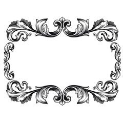 Fototapeta premium Vintage Ornament Element in baroque style with filigree and floral engrave the best situated for create frame, border, banner. It's hand drawn foliage swirl like victorian or damask design arabesque.