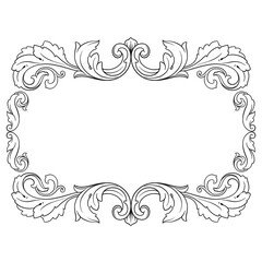 Vintage Ornament Element in baroque style with filigree and floral engrave the best situated for create frame, border, banner. It's hand drawn foliage swirl like victorian or damask design arabesque.