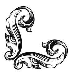 Vintage Ornament Element in baroque style with filigree and floral engrave the best situated for create frame, border, banner. It's hand drawn foliage swirl like victorian or damask design arabesque.