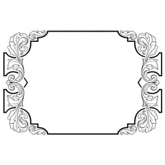 Vintage Ornament Element in baroque style with filigree and floral engrave the best situated for create frame, border, banner. It's hand drawn foliage swirl like victorian or damask design arabesque.