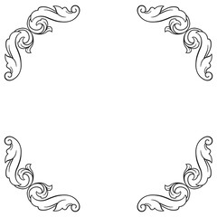 Obraz na płótnie Canvas Vintage Ornament Element in baroque style with filigree and floral engrave the best situated for create frame, border, banner. It's hand drawn foliage swirl like victorian or damask design arabesque.