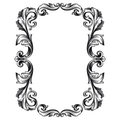 Vintage Ornament Element in baroque style with filigree and floral engrave the best situated for create frame, border, banner. It's hand drawn foliage swirl like victorian or damask design arabesque.