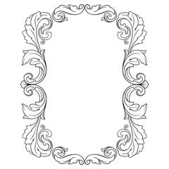 Vintage Ornament Element in baroque style with filigree and floral engrave the best situated for create frame, border, banner. It's hand drawn foliage swirl like victorian or damask design arabesque.