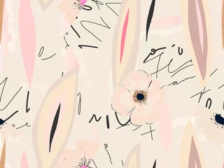 Deken met patroon Pastel Moderne exotische bloemen illustratie patroon. Creatieve collage hedendaagse naadloze bloemmotief. Modieuze sjabloon voor ontwerp.