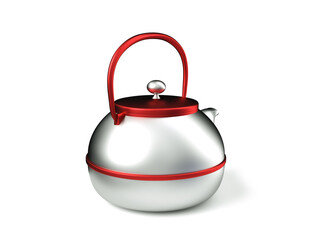 Stylish insulated plastic electric white kettle. 3d illustration, 3d rendering.