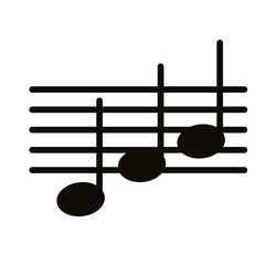 music note in musical partiture silhouette style icon